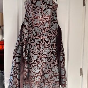 Jessica McClintock brocade tea length dress with tule under skirt